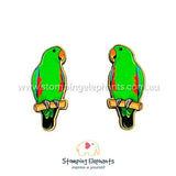 STOMPING ELEPHANTS ECLECTUS GREEN EARRINGS