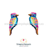 STOMPING ELEPHANTS KOOKABURRA BY KYLIE FERRIDAY ART EARRINGS
