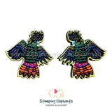 STOMPING ELEPHANTS COLOURFUL BLACK COCKATOO EARRINGS