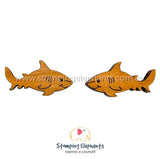 STOMPING ELEPHANTS WOODEN SHARK EARRINGS