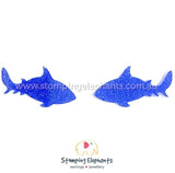 STOMPING ELEPHANTS BLUE GLITTER SHARK EARRING