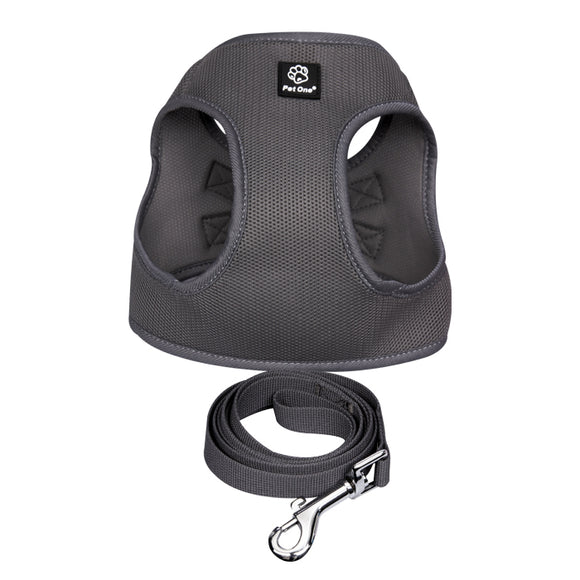 PET ONE HARNESS AND LEASH SET 26-28CM GREY 4XS