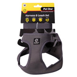 PET ONE HARNESS AND LEASH SET 41-44CM GREY MED