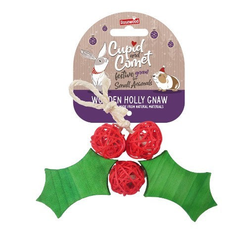 CUPID & COMET WOODEN HOLLY GNAW