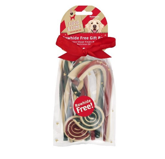 CUPID & COMET CHRISTMAS NO RAWHIDE BUMPER GIFT BAG FOR DOGS 280G