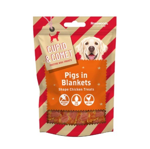 CUPID & COMET CHRISTMAS PIGS IN BLANKETS DOG TREAT 100G
