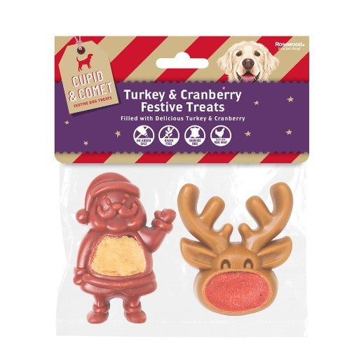 CUPID & COMET FESTIVE FILLED SANTA AND REINDEER 100G