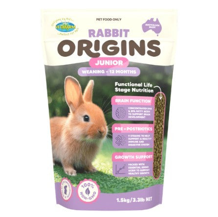 VETAFARM RABBIT ORIGINS JUNIOR WEANING - 12 MONTHS 1.5KG