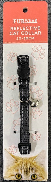 FURWEAR REFLECTIVE CAT COLLAR 20-30CM BLACK