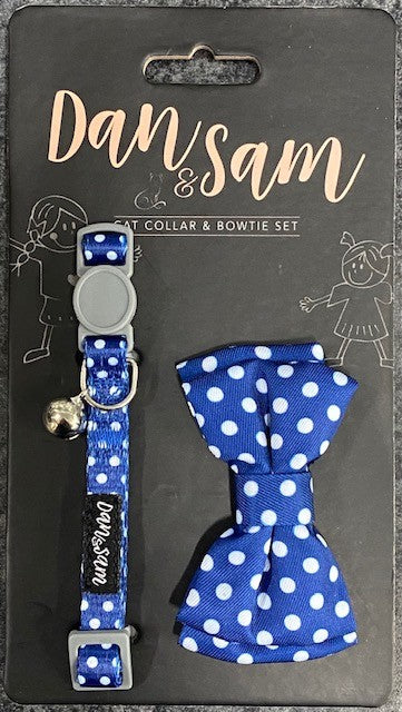 DAN & SAM NAVY DREAM CAT COLLAR AND BOWTIE
