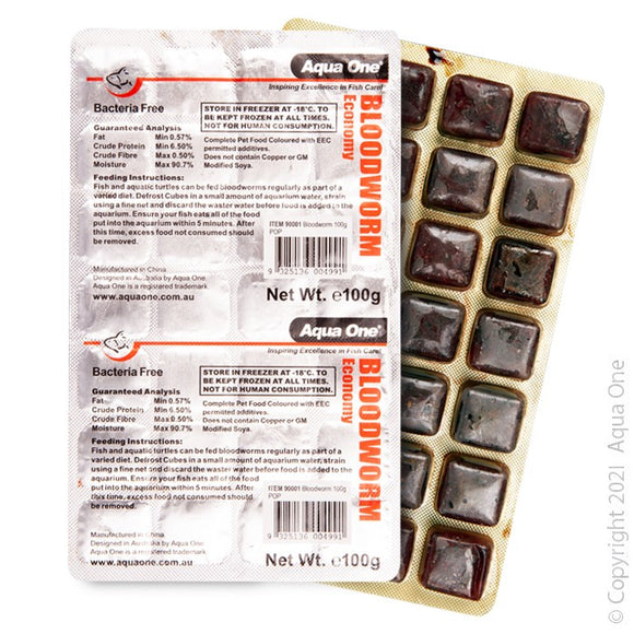 AQUA ONE FROZEN BLOODWORM 100GM POP OUT
