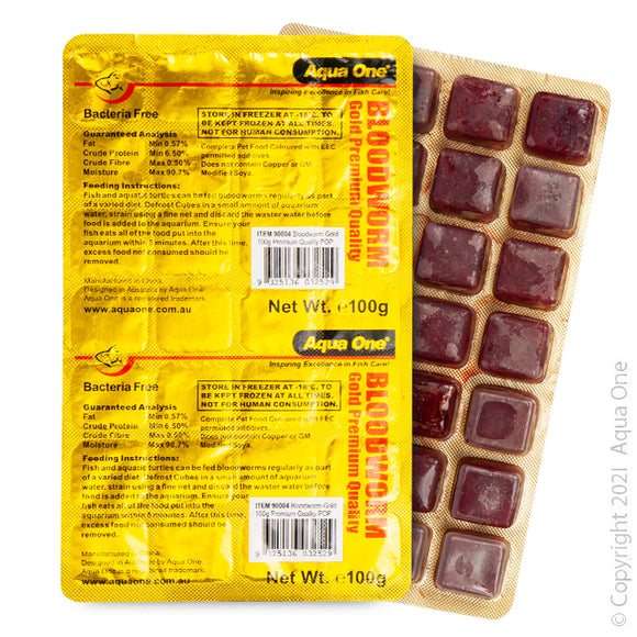AQUA ONE BLOODWORM FROZEN FOOD GOLD PREMIUM QUALITY 100G