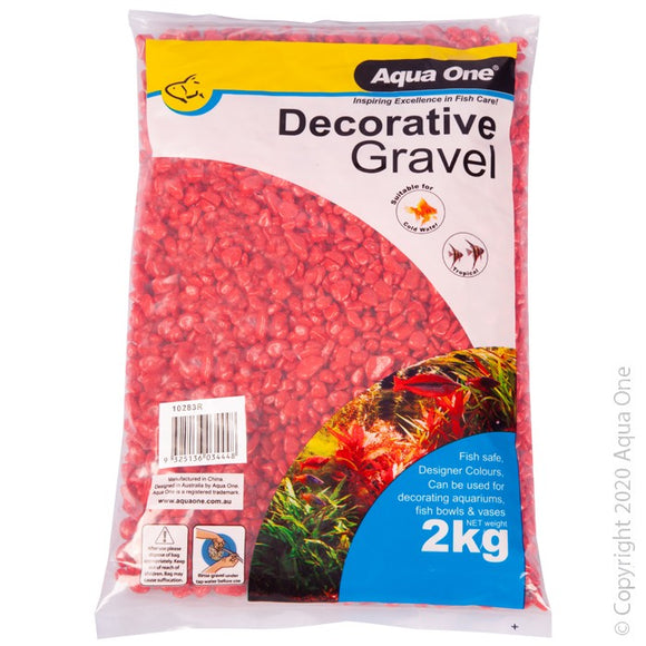 AQUA ONE 7MM GRAVEL RED 2KG