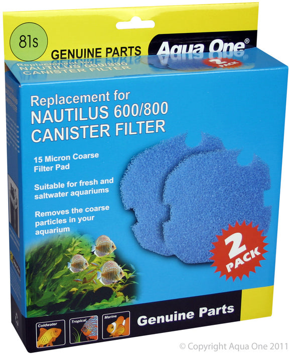 AQUA ONE SPONGE 15PPI 2PK 81S SUITS NAUTILUS 600/800