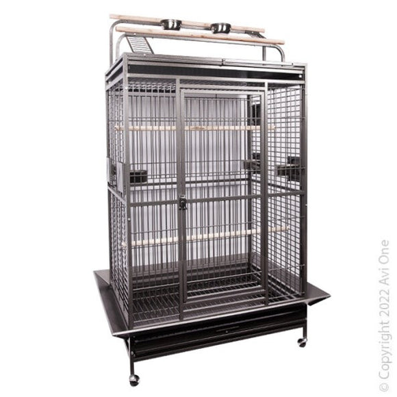 AVI ONE 403SB PARROT CAGE WITH PLAY PEN 101X76X190CM SILVER BLACK
