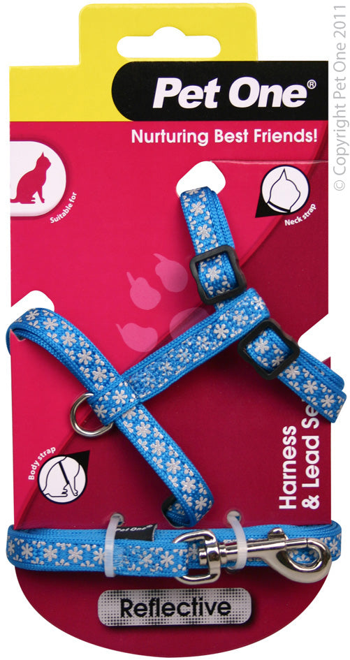 PET ONE CAT HARNESS & LEAD BLUE
