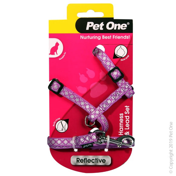 PET ONE CAT HARNESS & LEAD PURPLE