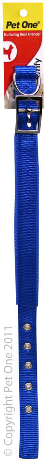 PET ONE 47-57CM COLLAR NYLON 25MM BLUE