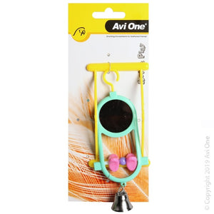 AVI ONE BIRD TOY ROUND MIRROW WITH GEOMETRIC BEADS