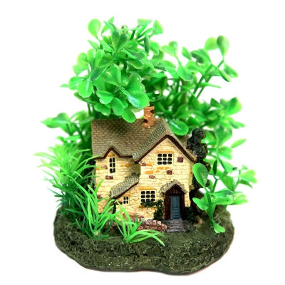 AQUA ONE ORNAMENT COTTAGE WITH PLANTS
