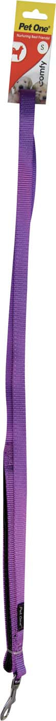 PET ONE 122CM LEASH NYLON PADDED 15MM PURPLE