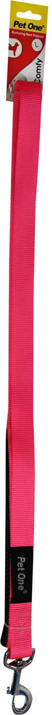 PET ONE 122CM LEASH NYLON PADDED 25MM PINK
