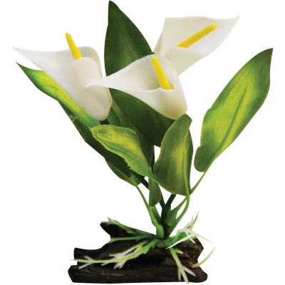 PLASTIC PLANT CALLA LILY W LOG BASE SMALL