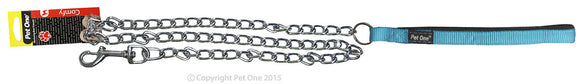 PET ONE 120CM LEASH CHAIN PADDED 2.5MM AQUA##