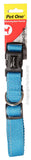 PET ONE COLLAR NYLON REFLECT ADJ 40 TO 65CM AQUA