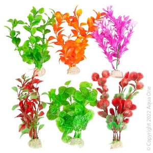 AQUA ONE PLASTIC PLANT 6 PACK MIX SMALL