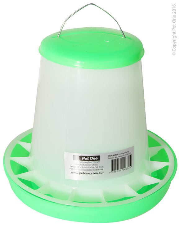 PET ONE POULTRY GRAVITY FEEDER 2KG 20CM DIA x 18.5CM H