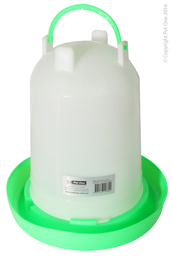 PET ONE POULTRY GRAVITY DRINKER 6L 27.6CM DIA x 28.8CM H