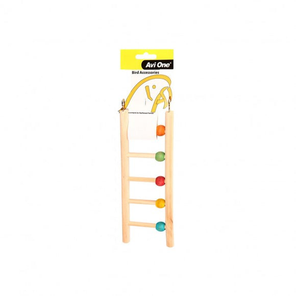 AVI ONE BIRD TOY WOODEN LADDER 5 RUNG WITH BEADS