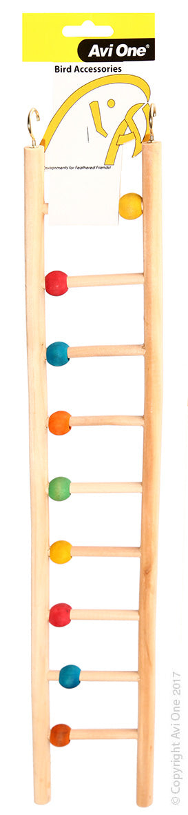 AVI ONE BIRD TOY WOODEN LADDER 9 RUNG W/BEADS