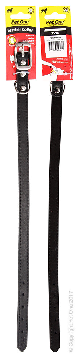 PET ONE COLLAR LEATHER 35CM BLACK