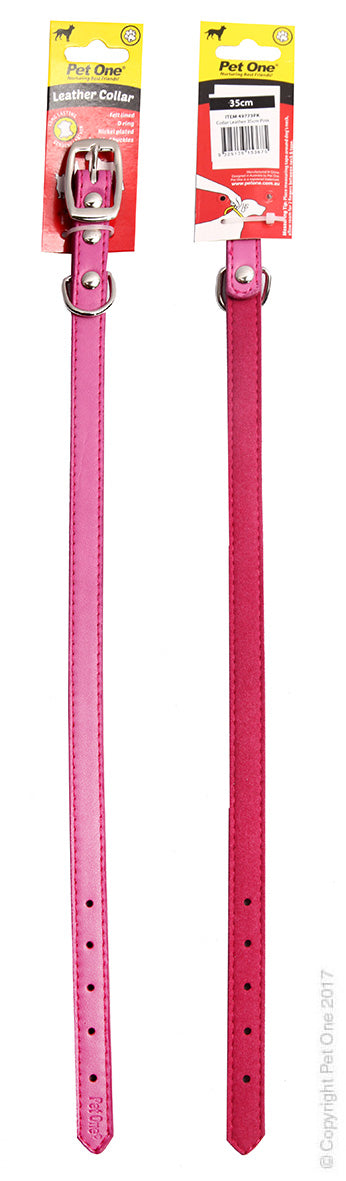PET ONE COLLAR LEATHER 40CM PINK