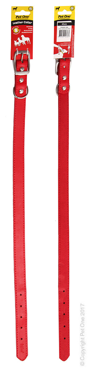 PET ONE COLLAR LEATHER 45CM RED