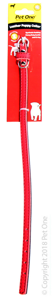 PET ONE COLLAR LEATHER 50CM RED