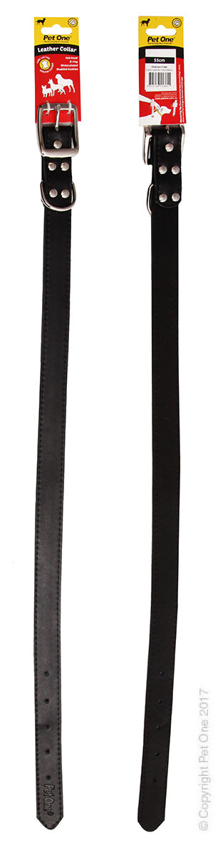 PET ONE COLLAR LEATHER 55CM BLACK