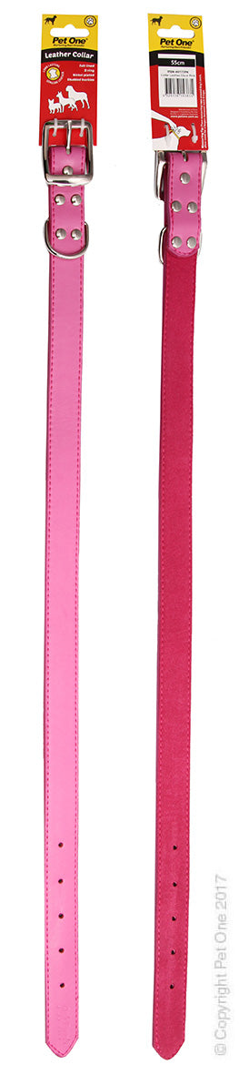 PET ONE COLLAR LEATHER 55CM PINK