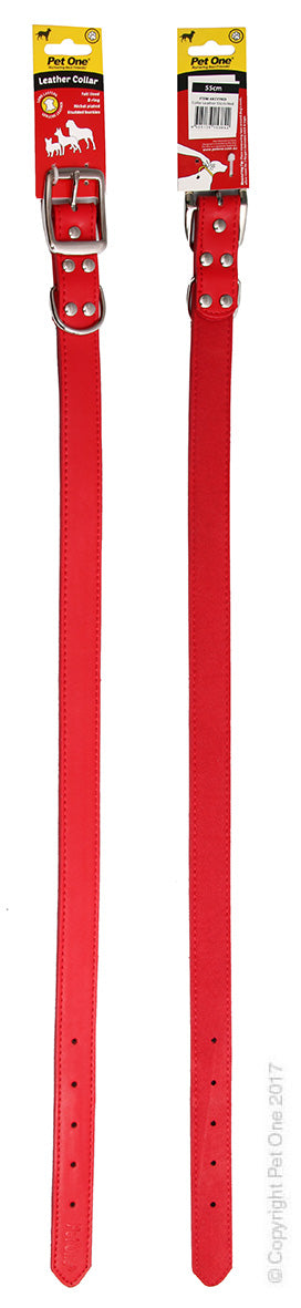 PET ONE COLLAR LEATHER 55CM RED