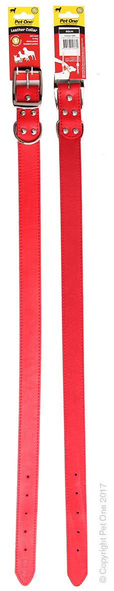 PET ONE COLLAR LEATHER 65CM RED
