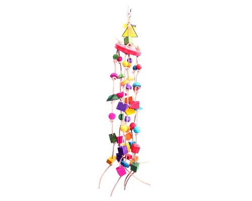 AVI ONE BIRD TOY LEATHER ROPE WINDCHIME BEADS 94CM LARGE
