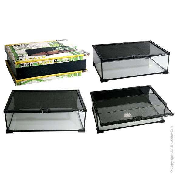 REPTILE ONE MINI T2 GLASS TANK WITH WIRE MESH LID 45 X 30 X 16CM