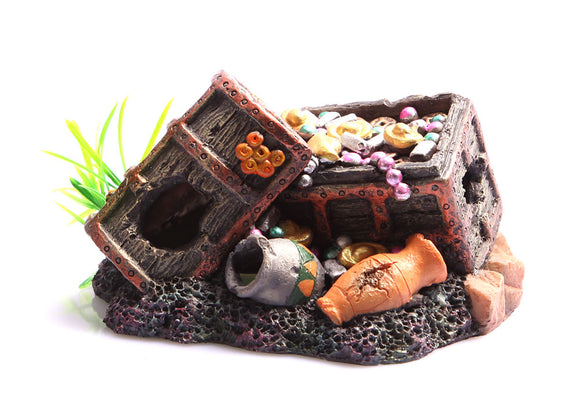 AQUA ONE ORNAMENT SUNKEN TREASURE CHEST LARGE