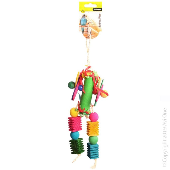 AVI ONE BIRD TOY PAPER ROLL WITH WOODEN AND PLASTIC BEADS 32CM