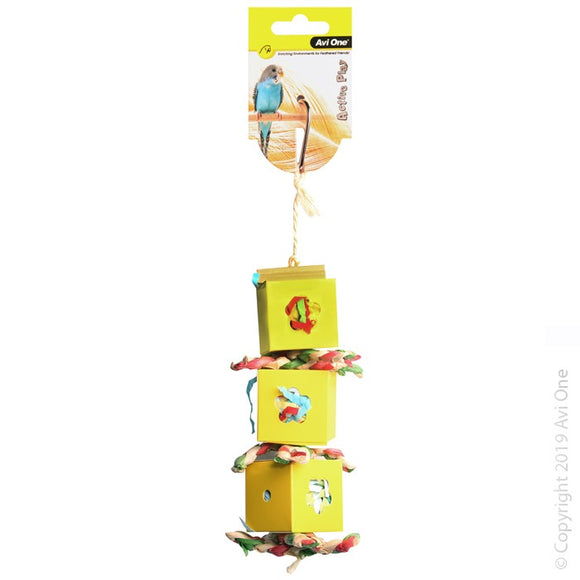 AVI ONE BIRD TOY BOXES WITH PAPER WITH WOODEN BEADS 37CM