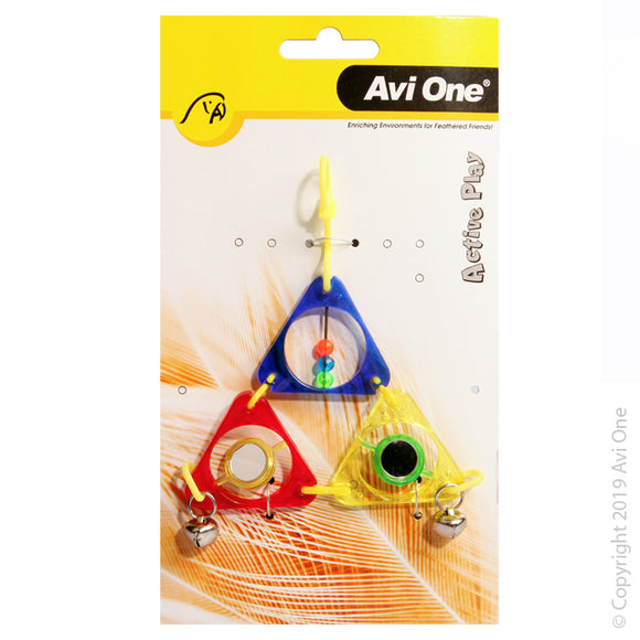 AVI ONE BIRD TOY TRIANGLE PYRAMID WITH MIRROR BEADS 16CM