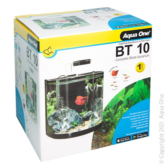 AQUA ONE BT 10 BETTA GLASS AQUARIUM 10L BLACK