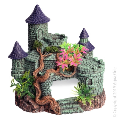AQUA ONE ORNAMENT CASTLE WITH TREE & PLANT